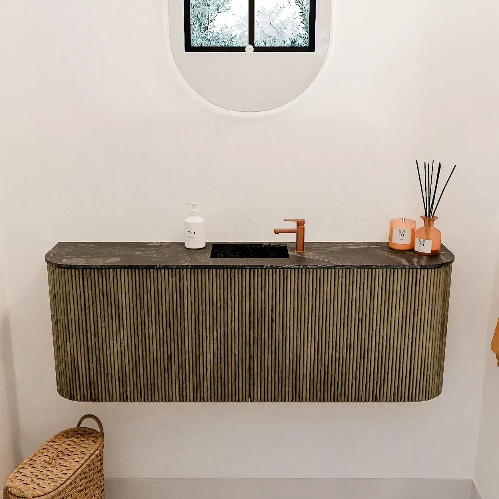 Mondiaz Joya DLux 115cm toiletmeubel ronding links/rechts dusk met wastafel faye midden 1 kraangat lava
