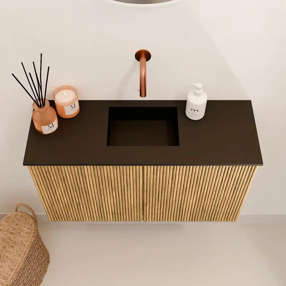 Mondiaz Joya 70cm toiletmeubel oak met wastafel faye midden zonder kraangat urban