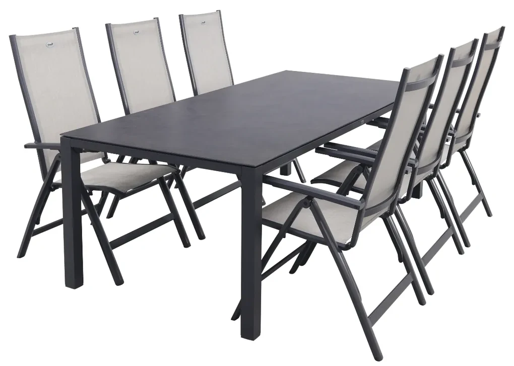 Hartman Monza alu/Chaneo verstelbare tuinset - 220x100 cm. - 7-delig