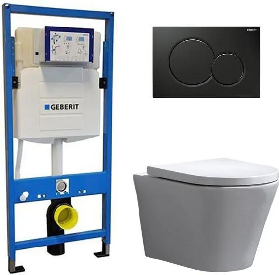 Geberit UP 320 Toiletset - Inbouw WC Hangtoilet Wandcloset - Saturna Geberit Sigma-01 Zwart