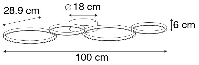 Plafondlamp wit incl. LED 3 staps dimbaar 4-lichts - Lupolo