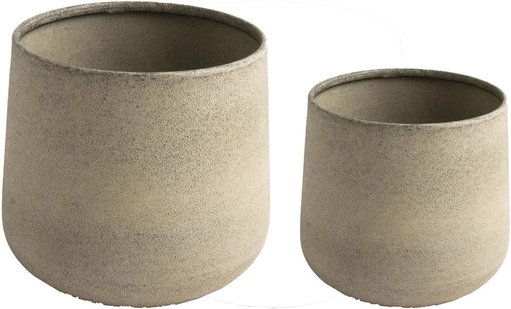 D&M | Set van 2 bloempotten Ora - klein: lengte 16 cm x breedte 16 cm x hoogte grijs bloempotten beton vazen & bloempotten | NADUVI outlet