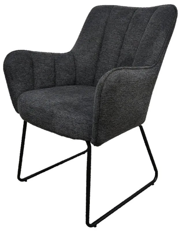Eetkamerstoel - Kevin - stof Bjorn grof geweven donker grijs