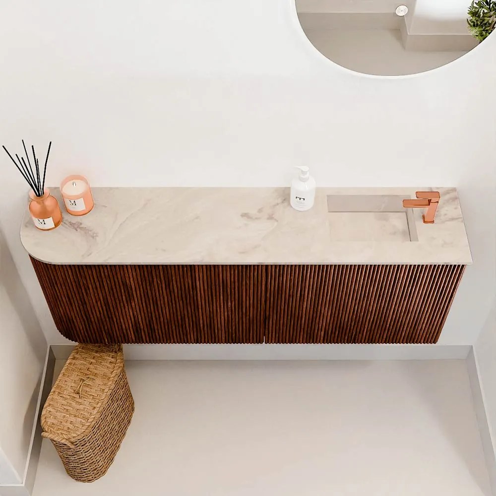 Mondiaz Joya DLux 110cm toiletmeubel ronding links ruby met wastafel faye rechts 1 kraangat frappe