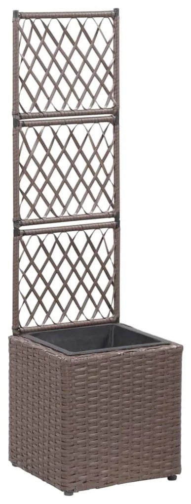 vidaXL Latwerkplantenbak verhoogd met 1 pot 30x30x107 cm rattan bruin