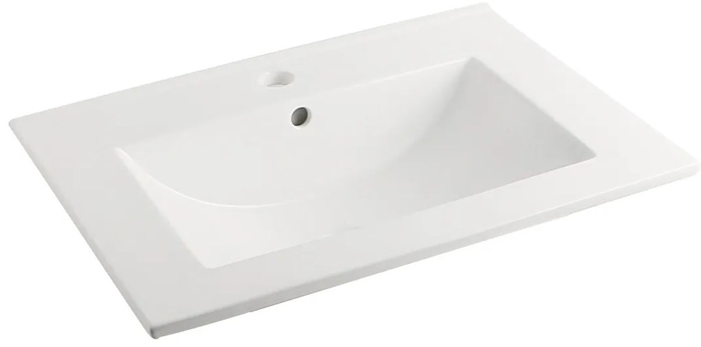 Muebles Raya badmeubel ribbelfront 60cm walnoot met witte wastafel met kraangat