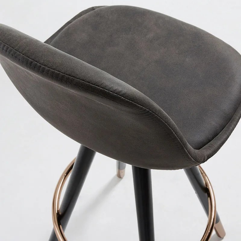 Kave Home Slad Luxe Kruk Met Imitatieleer Grijs