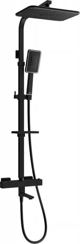 Mexen CQ54 bad-douche set met regendouche en thermostatische kraan, zwart/chroom - 779105495-71