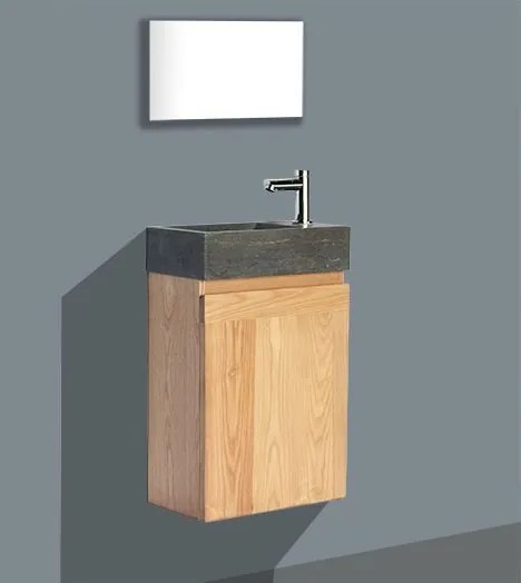 Lambini Designs Wood Stone toiletmeubel eiken met natuursteen rechts