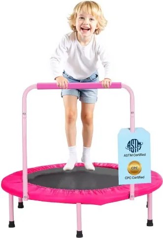 VEVOR Kindertrampoline Buitentrampoline 91,44 cm Opvouwbare trampoline met handgreep, Rebounder trampoline Tuintrampoline voor peuters, Verjaardagscadeau voor kinderen vanaf 3 jaar 100 kg draagvermogen Roze
