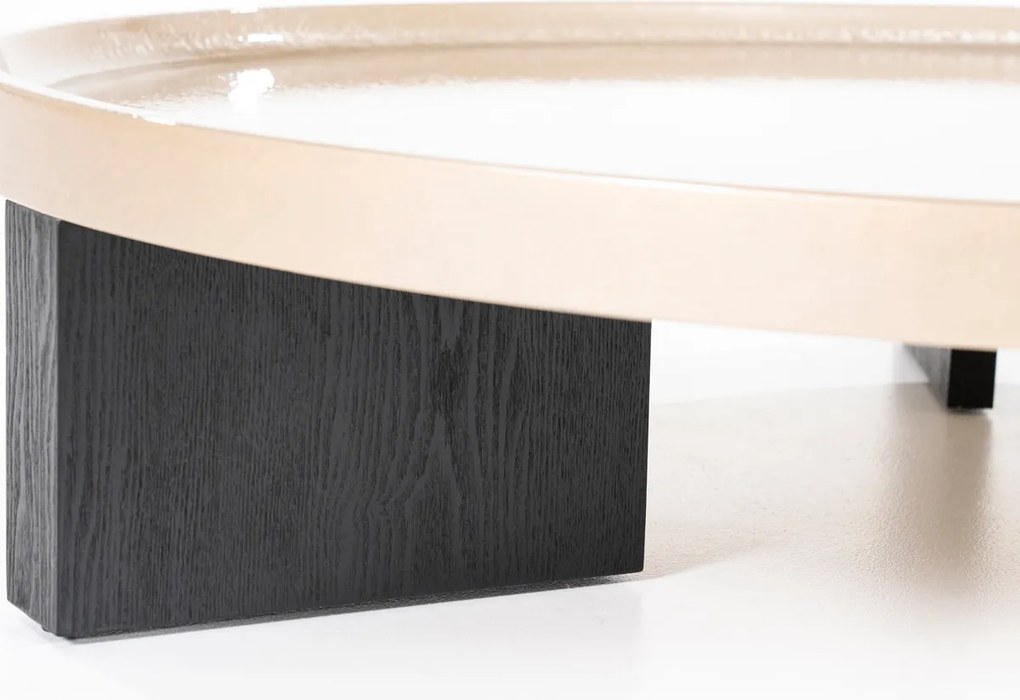 Ronde Salontafel Beige Glazuur 120 Cm - 120 X 120cm.