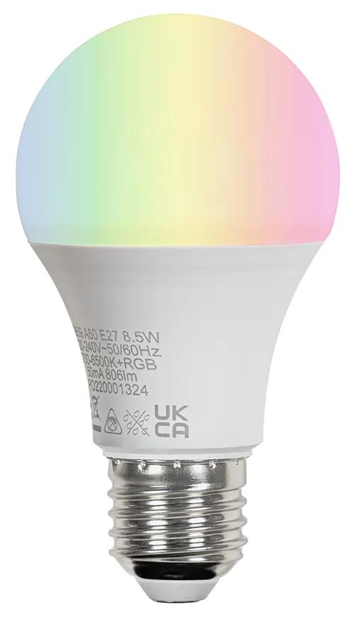 Smart booglamp met dimmer zwart met goud incl. Wifi A60 - Arc Basic Modern E27 Binnenverlichting Lamp
