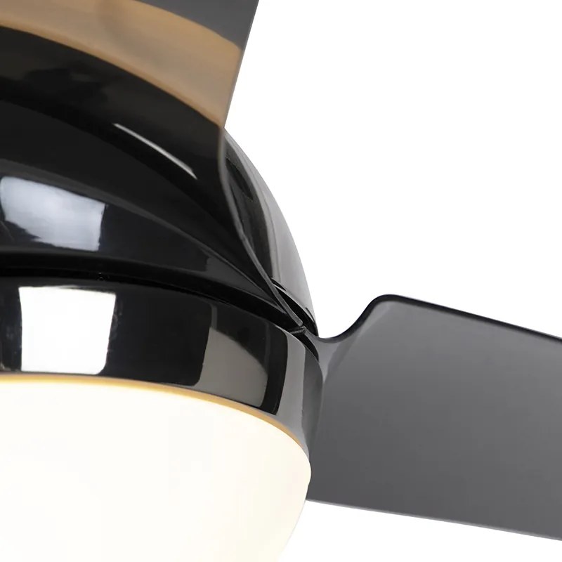 Plafondventilator met lamp zwart-chrome met afstandsbediening - Bora Modern E27 rond Binnenverlichting Lamp