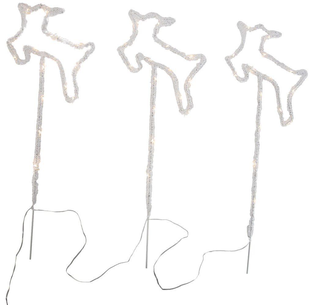 Set van 3 kerst prikspots wit herten incl. LED met timer IP44 - Shika