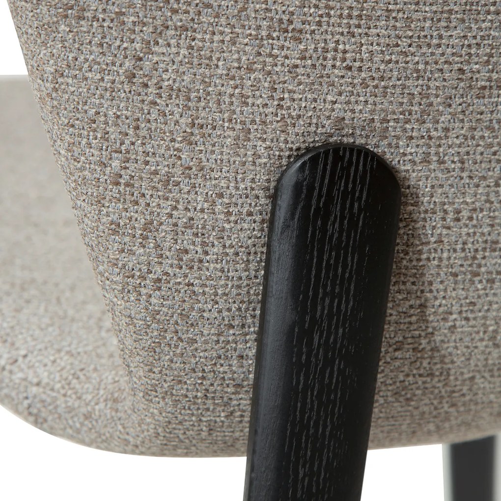 Dan-Form Paragon Design Eetkamerstoel Grijsbruin Boucle Met Zwart Essen