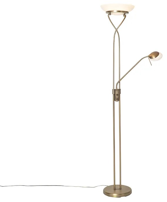 Vloerlamp brons incl. LED en dimmer met leeslamp - Empoli