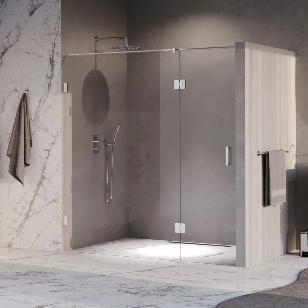 Brauer Void profielloze nisdeur 190cm met draaideur 70cm aan glas chroom