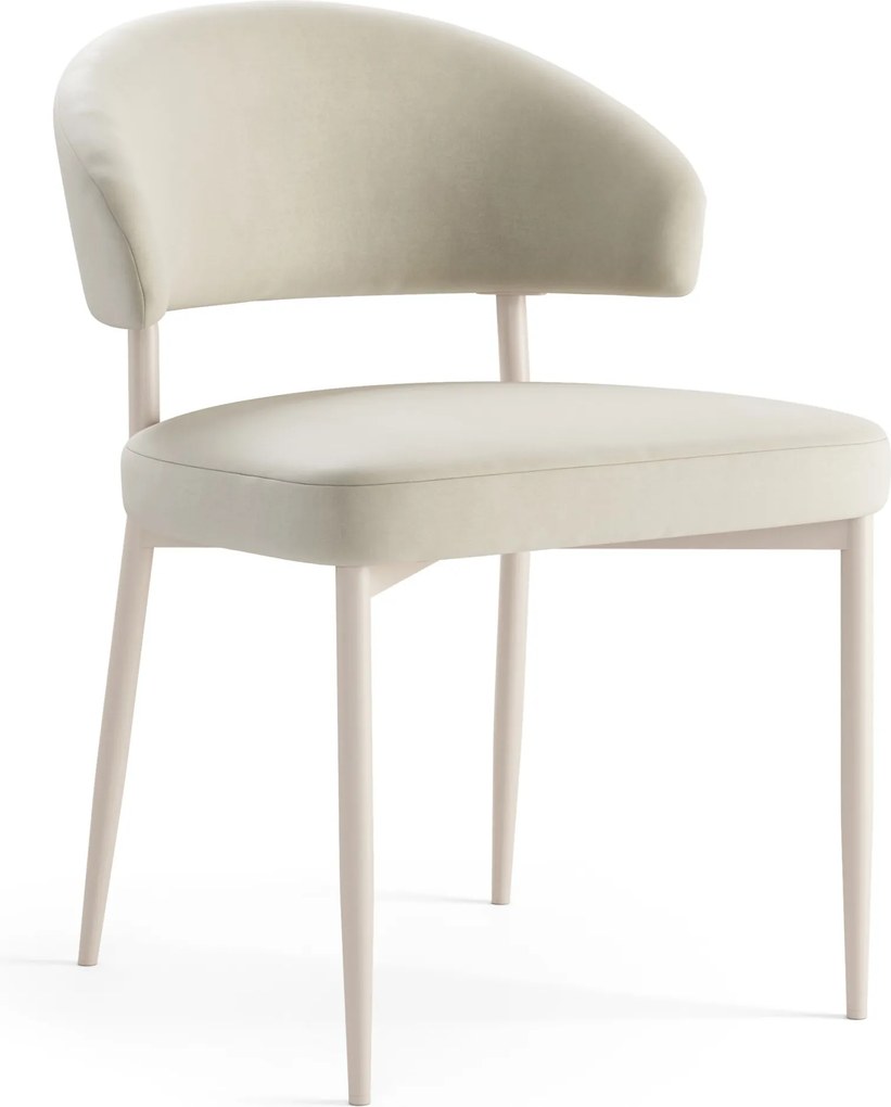 IRIS Zandkleurig beige (stof Victoria A80) / beige onderstel – MODERNE GESTOFFEERDE STOEL VOOR WOONKAMER/EETKAMER BOHO