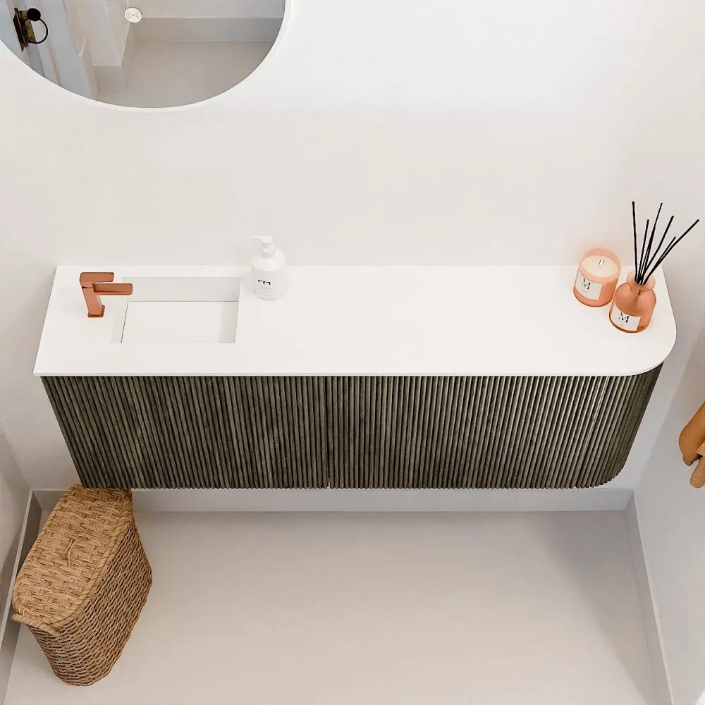 Mondiaz Joya 110cm toiletmeubel ronding rechts shadow met wastafel faye links 1 kraangat talc