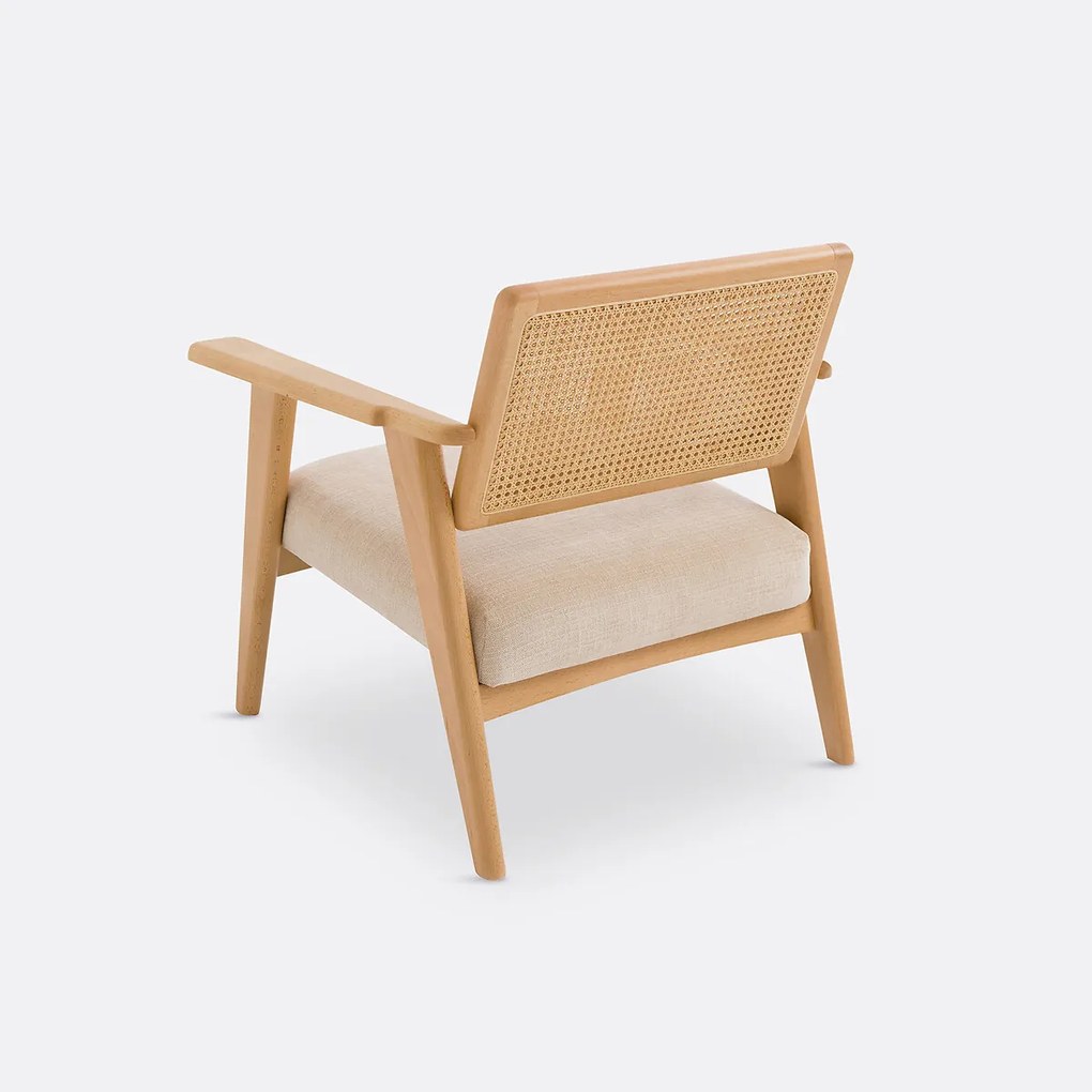Fauteuil in beukenhout en vlechtwerk, Lons