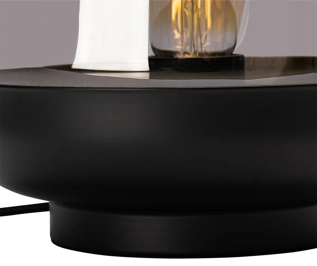 Design tafellamp zwart met goud en smoke glas - Kyan Design E27 rond Binnenverlichting Lamp