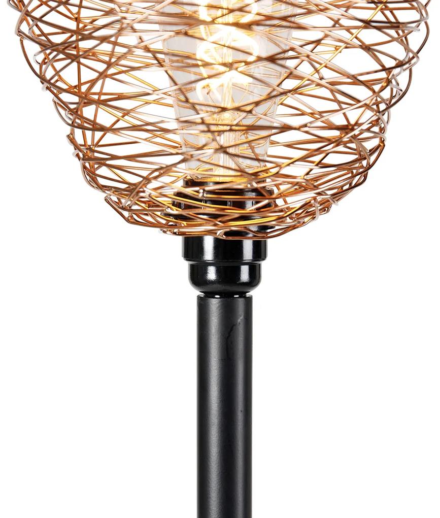 Design vloerlamp zwart met koper 30 cm - Sarella Design E27 Binnenverlichting Lamp