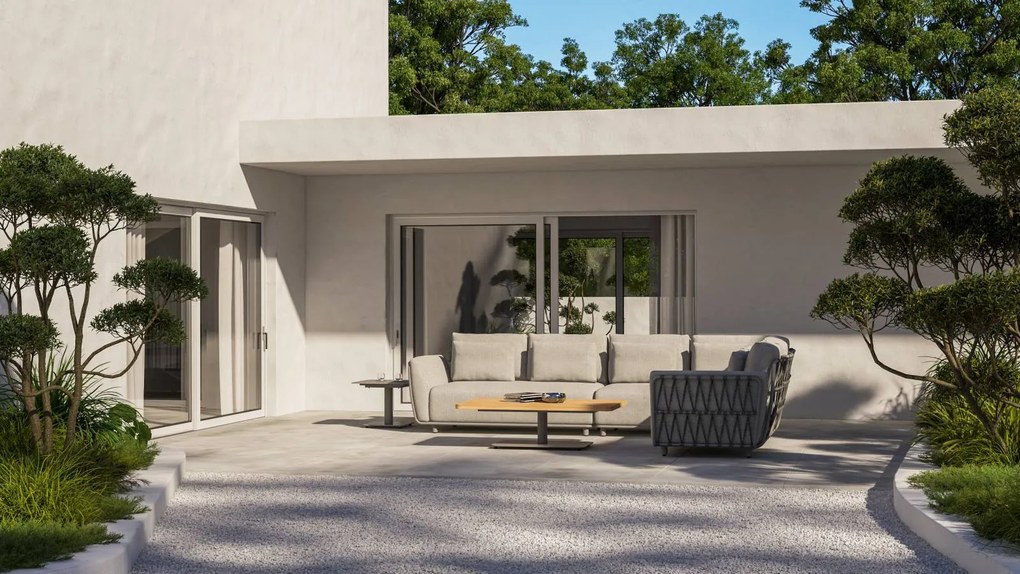 4 Seasons Outdoor Evolve hoekbank XL met Plato tafel(s) SALE Loungebank   antraciet weerbestendig