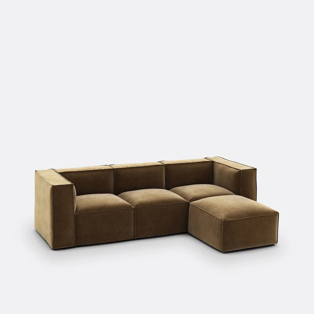 3-zits modulaire unit en vintage corduroy poef Seven