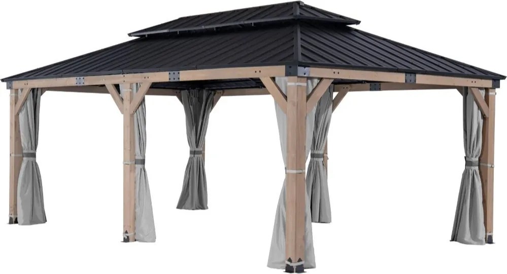 Orlando Premium houten tuinhuisje 3,6 x 6,2 m CoverTech grijs