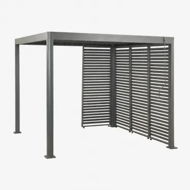 Bioclimatische Pergola Met Lamellen En Aluminium Panelen Druvia Grijs – Grafiet & 3 X 3 M & 4 Panelen Van 90,5 Cm - Sklum