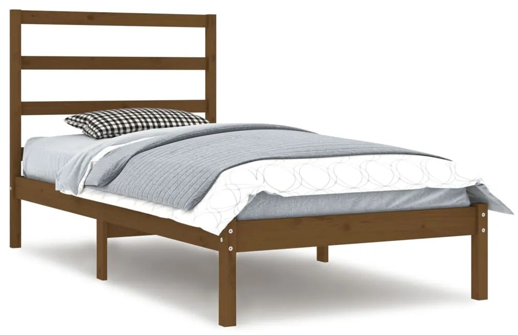 vidaXL Bedframe massief grenenhout honingbruin 90x200 cm