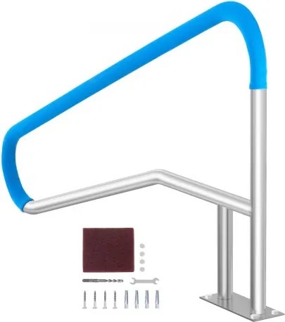 VEVOR zwembadleuning, 1379 x 925 x 100 mm roestvrijstalen zwembadinstapleuning met voetplaat voor binnen- en buitenzwembaden, veiligheidsleuning voor zwembaden, roestvrije handgreep met handgreepafdekking en spa-accessoires