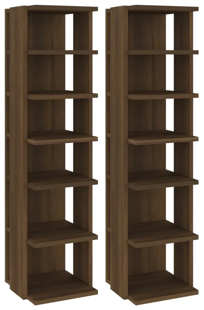 vidaXL Schoenenrekken 2 st 25x27x102 cm bewerkt hout bruineikenkleurig