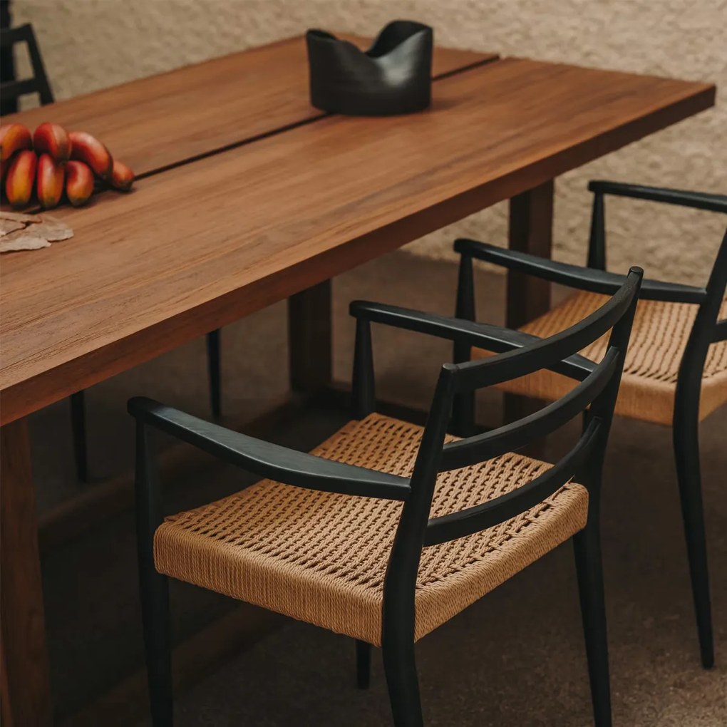 Kave Home Sashi Japandi Design Eettafel Donker Teak Hout - 220 X 100cm.