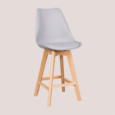 Nordic Hoge Kruk Met Kunstleren Kussen Grijs – Koel & ↑65 Cm - Sklum
