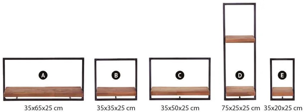 Industriële Wandplank Shelfie A RVS – 65cm X 35cm