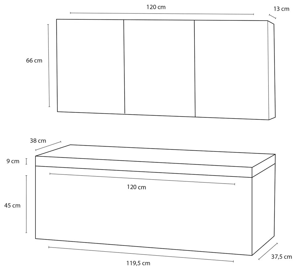 Differnz Somero badmeubelset 120 spiegelkast hoogglans wit