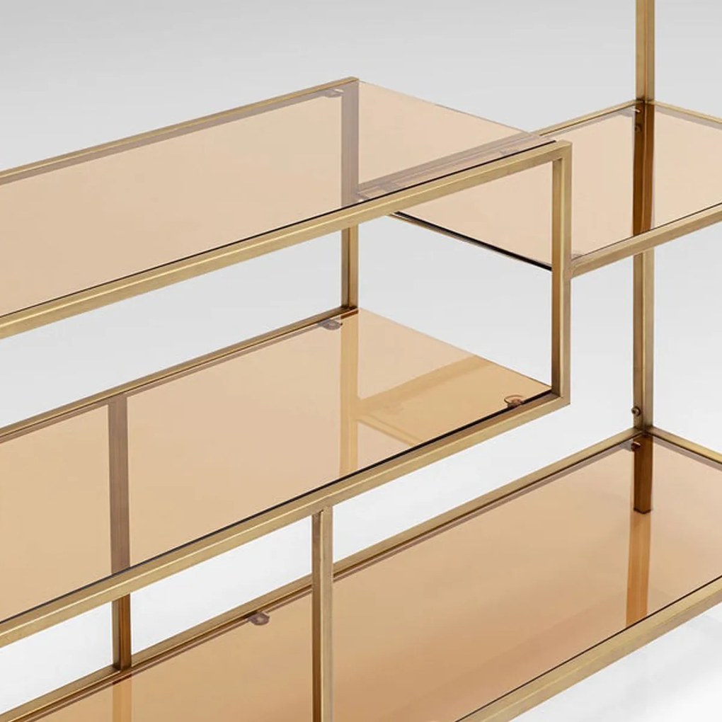 Laag Wandrek Staal Met Glas Goud - 115x30x100cm.