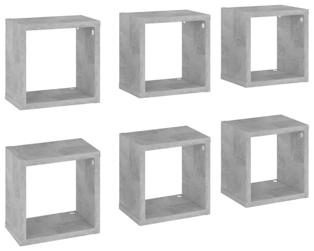 vidaXL Wandschappen kubus 6 st 22x15x22 cm betongrijs
