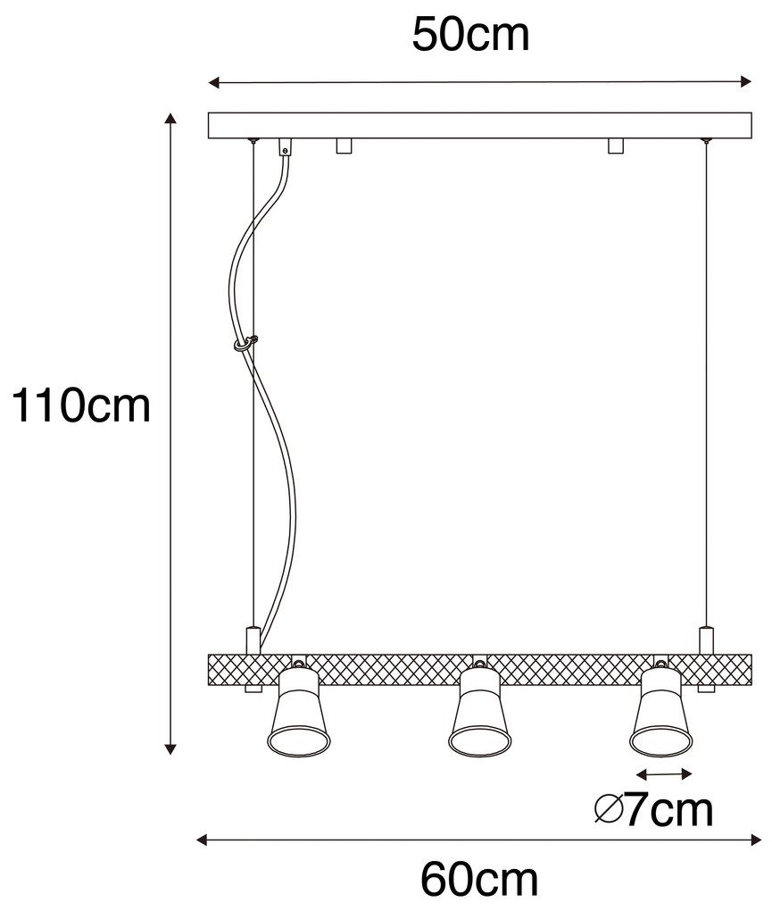 Eettafel / Eetkamer Landelijke hanglamp zwart met hout 6-lichts - Jelle Landelijk GU10 Binnenverlichting Lamp