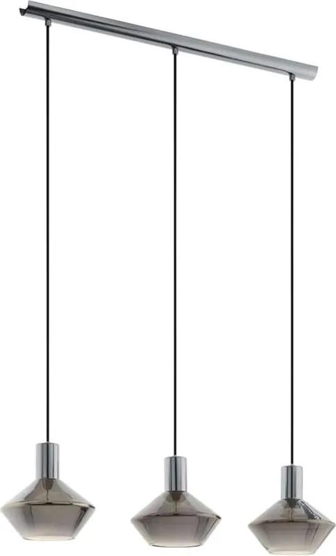 EGLO hanglamp Ponzano 3-lichts - nikkel-nero/zwart-transparant - Leen Bakker