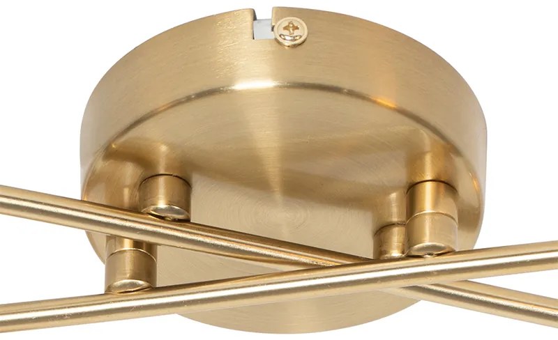 Moderne plafondlamp goud 4-lichts met smoke glas - Athens