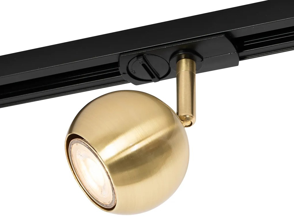 Moderne 1-fase railspot zwart met goud - Iconic Gissi