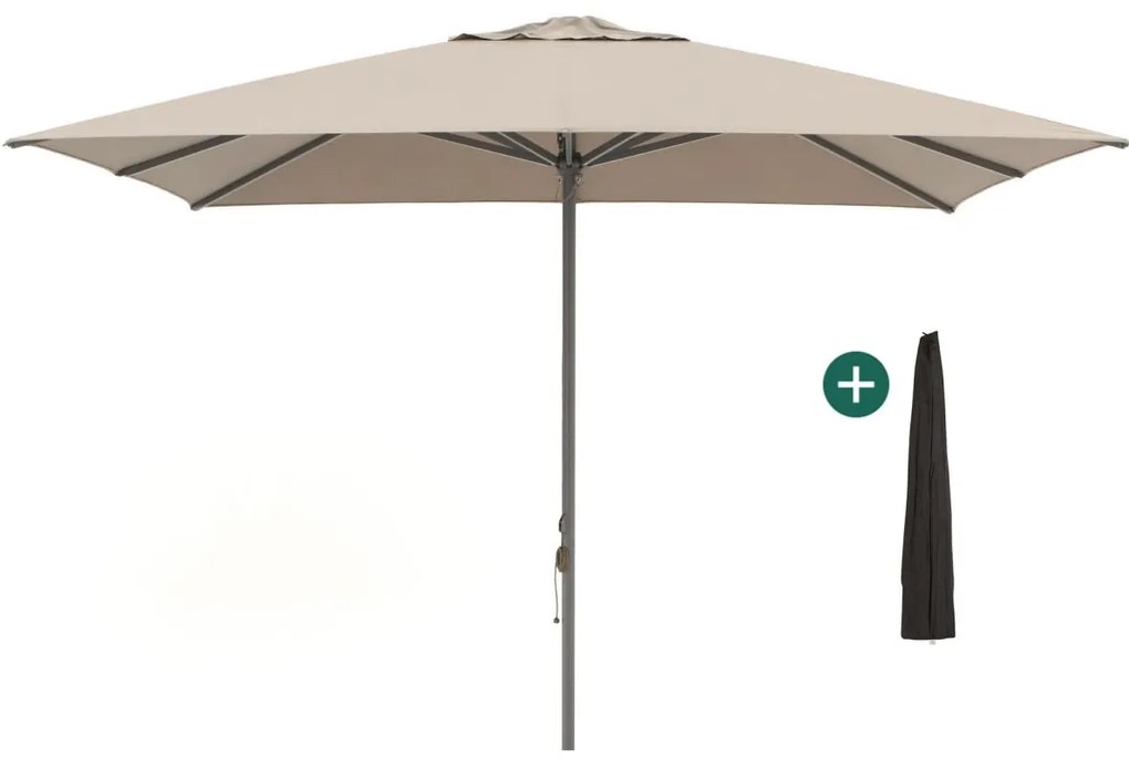 Parasol Shadowline Cuba | Inclusief hoes | Vierkant | 350x350cm | Met katrol | Bruin | Kees Smit Tuinmeubelen