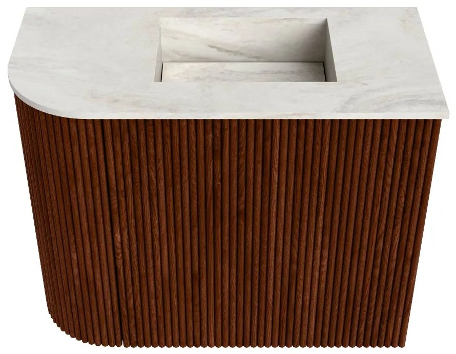 Mondiaz Joya DLux 50cm toiletmeubel ronding links ruby met wastafel faye rechts zonder kraangat ostra