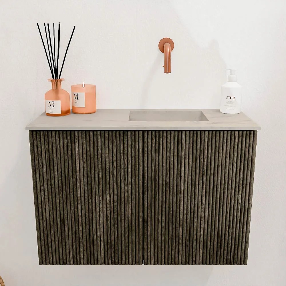 Mondiaz Joya DLux 60cm toiletmeubel shadow met wastafel faye rechts zonder kraangat opalo