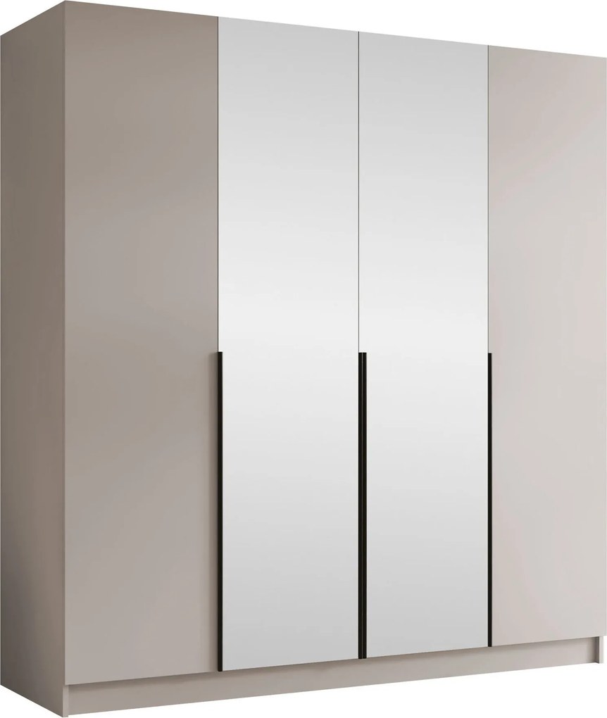 Kledingkast Closico Navor II, Zwart, Kasjmier, 215x200x58cm, 176 kg, Kledingkast deuren: Met scharnieren