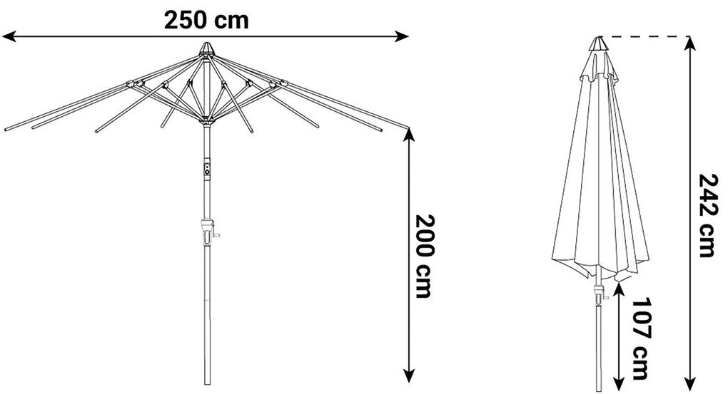Camello Valerio Stokparasol .m (excl. Voet) Aluminium Grijs