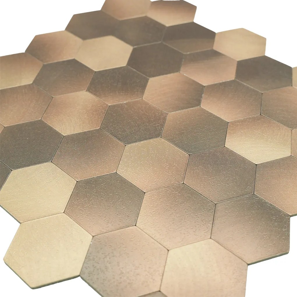 Zelfklevende Mozaïektegels Metaal | Hexagon Goud | 28,8×29,2 cm | Keuken, Bad & WC