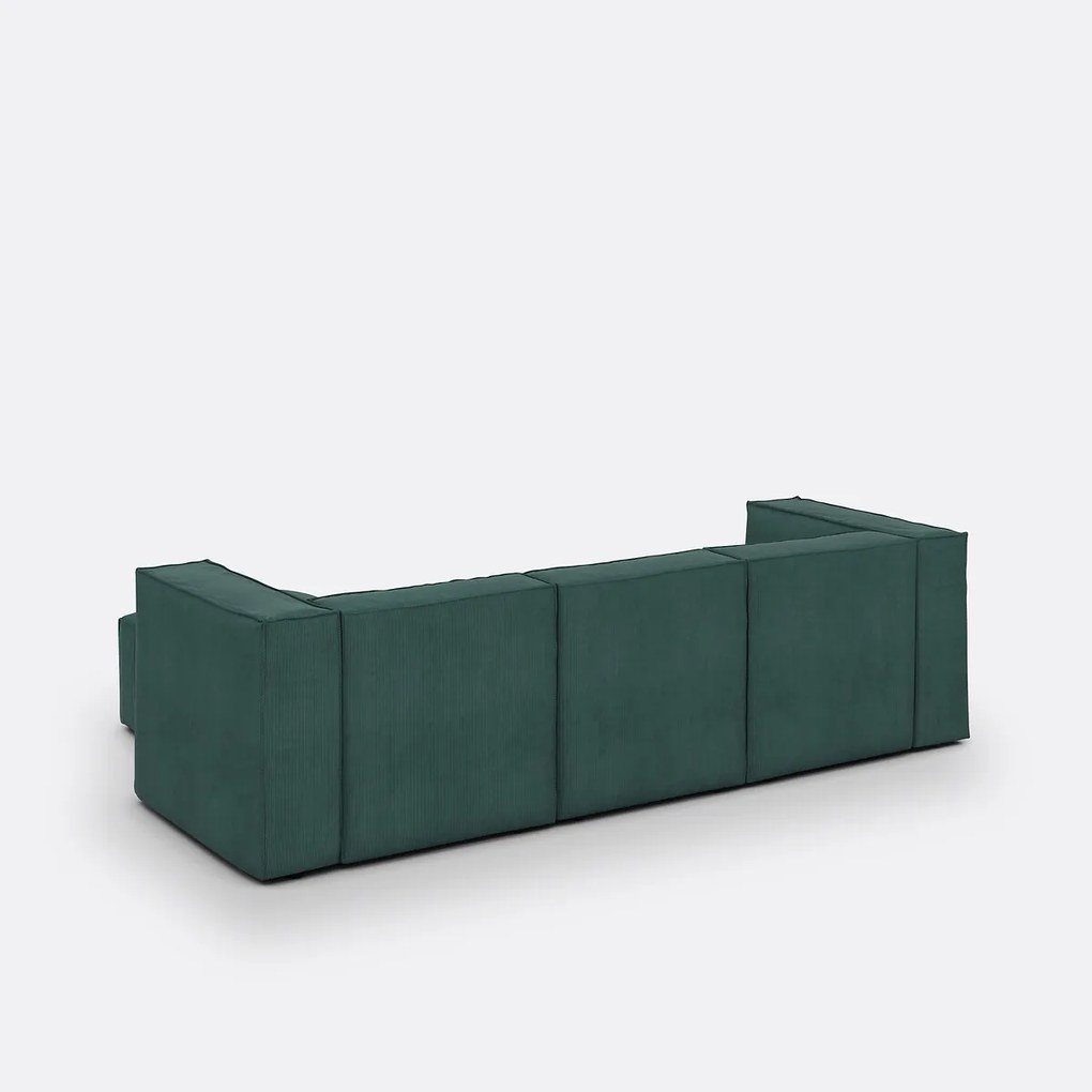 Modulaire bank, 3-zit en 1 poef, ribfluweel Seven